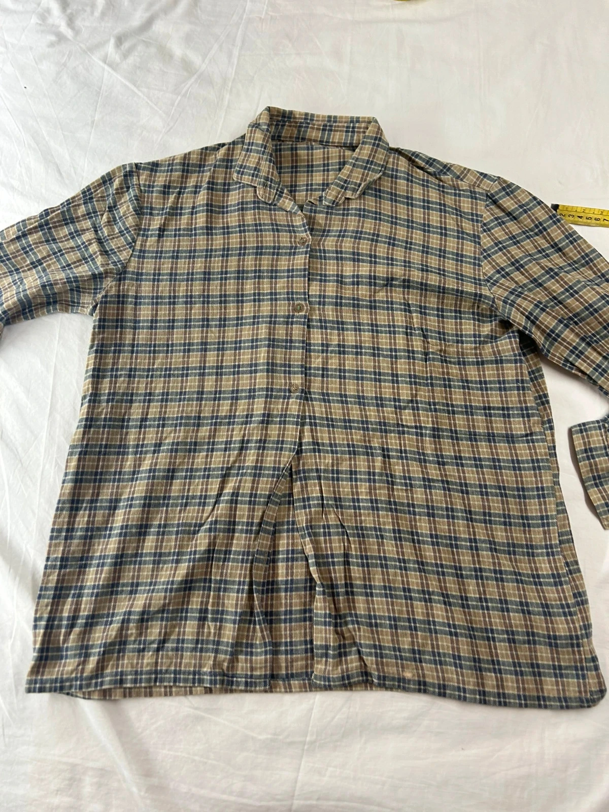 Camisa quadriculada vintage bege marrom – photo 2